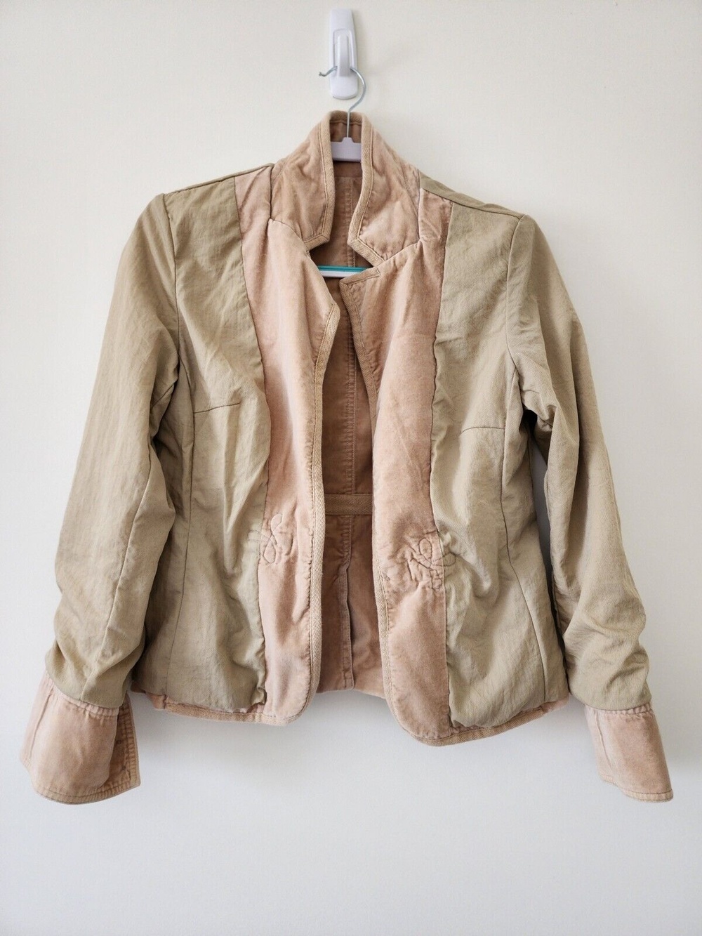 Massimo Dutti Velour Jacket Cream Cadet Long Sleeve Collared Lined Womens S - Picture 4 of 16